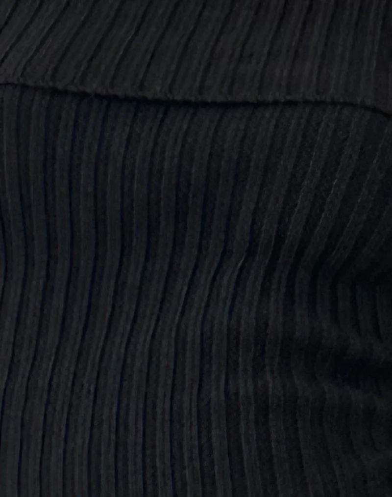 Circe Off-Shoulder Langarm-Strickoberteil in Schwarz
