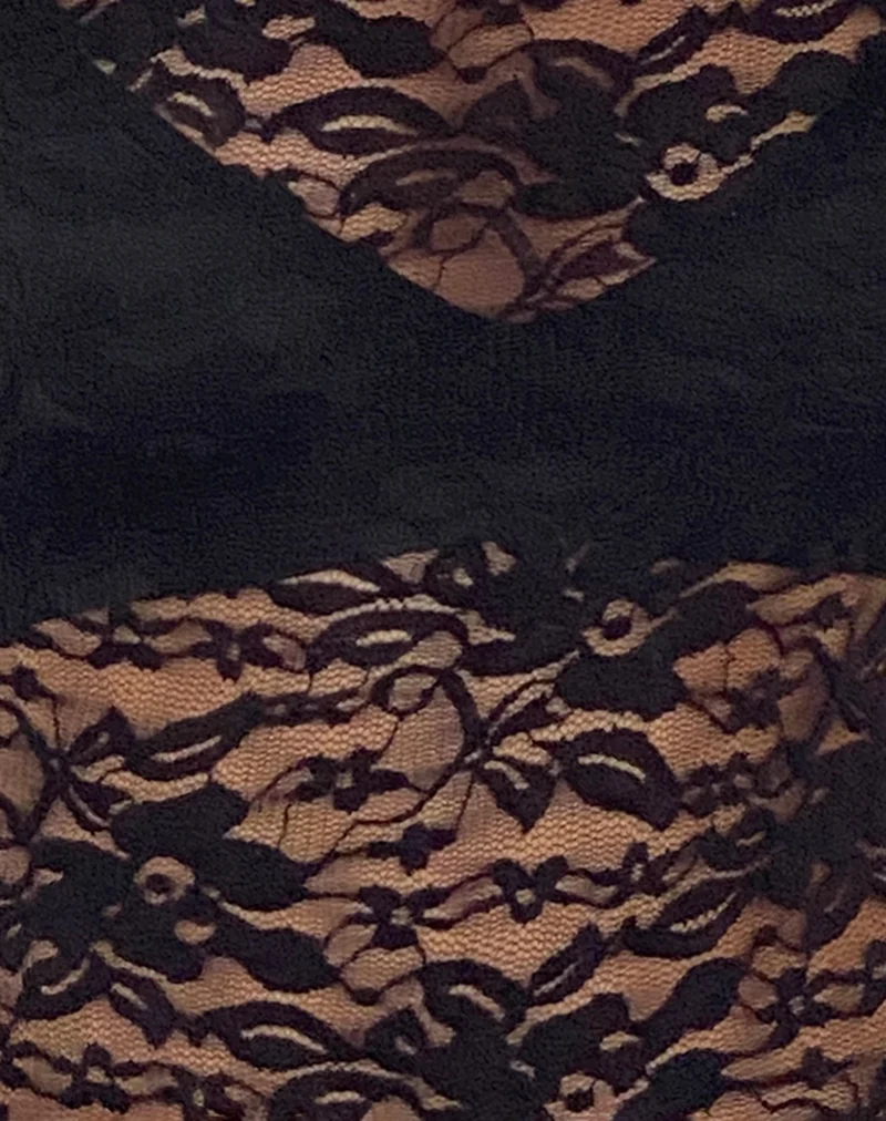 Xiwang Top aus Spitze Schwarz