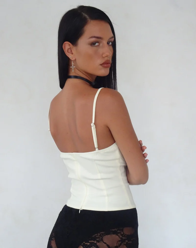 Indus Cami Top in Creme mit Rosettenmuster