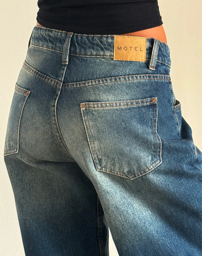 Geräumige extra weite Low Rise Jeans in Dark Vintage
