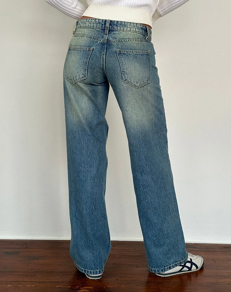 Low Rise Parallel Jeans in Seegrün