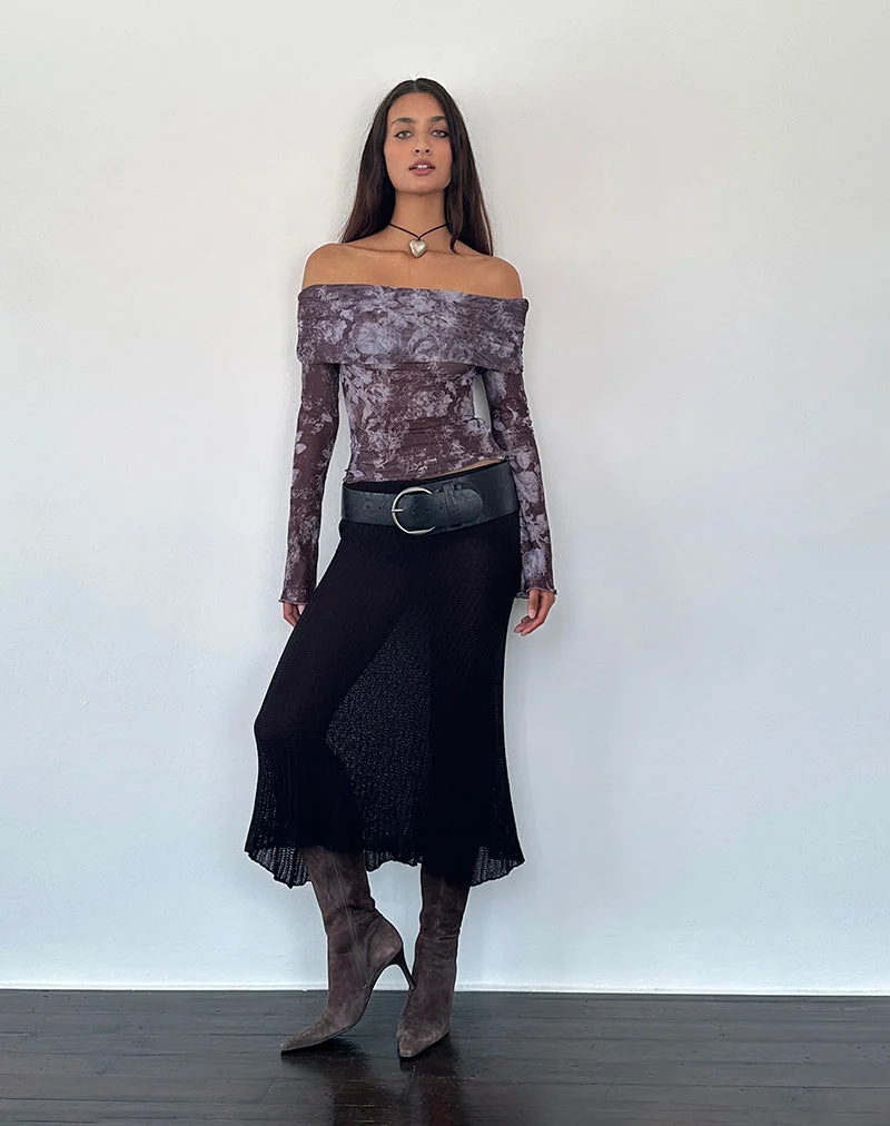 Noelle Bardot Top in Botanic Sketch Violett