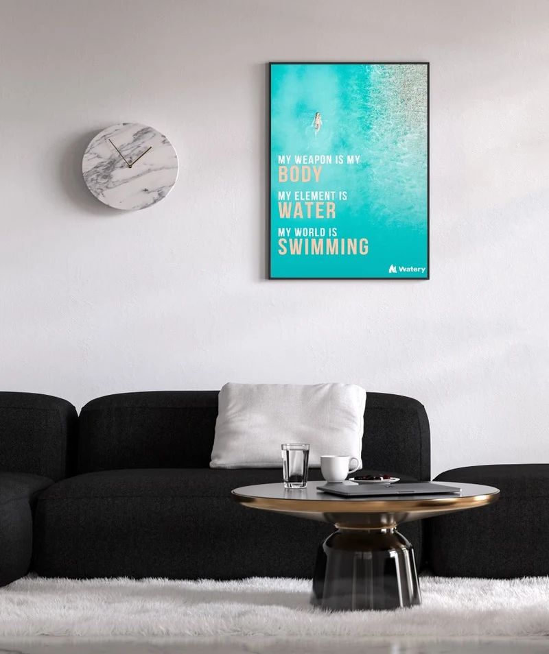 Watery Poster mit Schwimmsport-Motiven - My World is Swimming