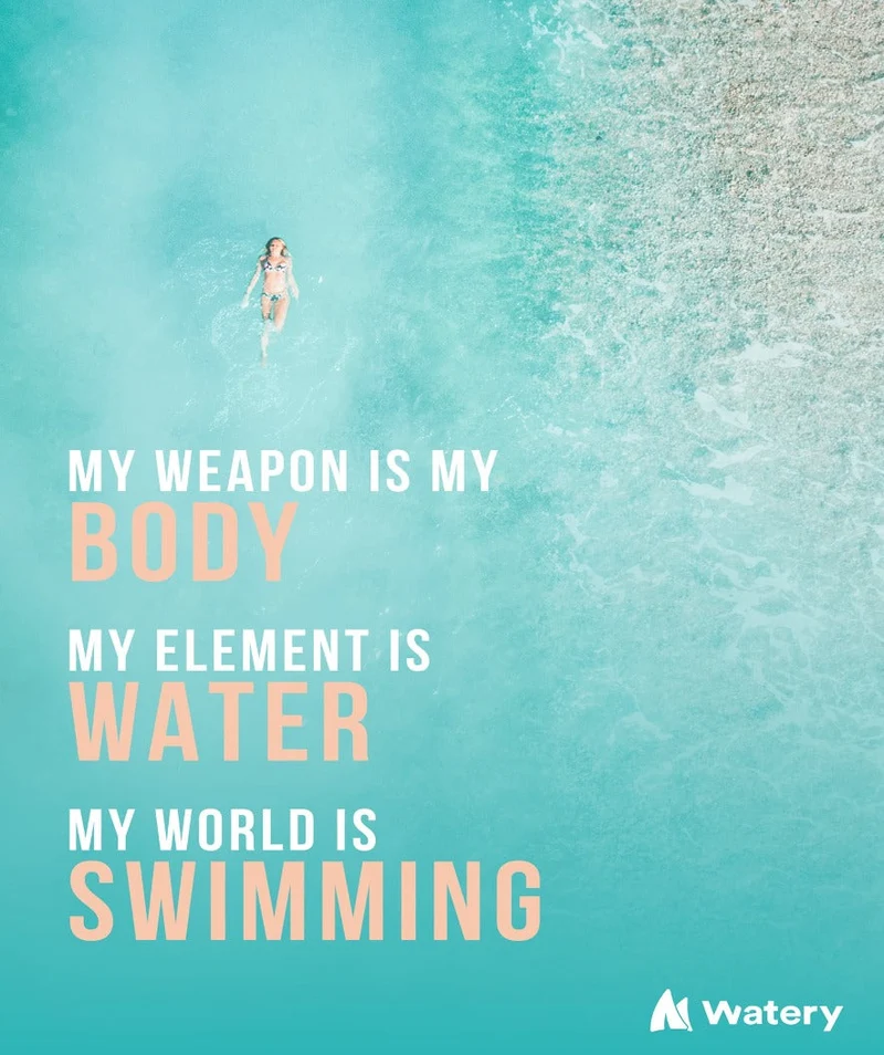 Watery Poster mit Schwimmsport-Motiven - My World is Swimming